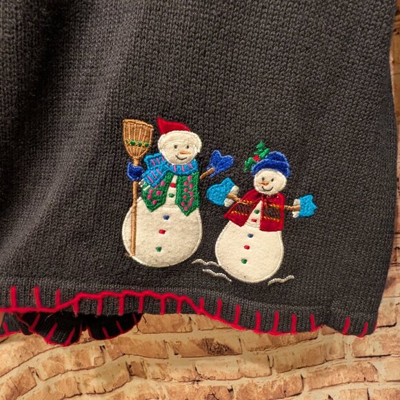 Basic Editions Holiday Cardigan Black with Holiday Embroidery Size XL - Picture 8 of 12